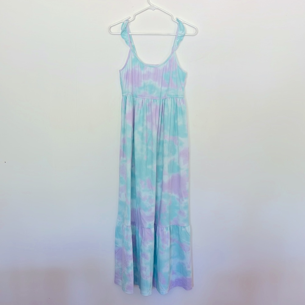Light teal and lavender tie dyed sundress, great condition.